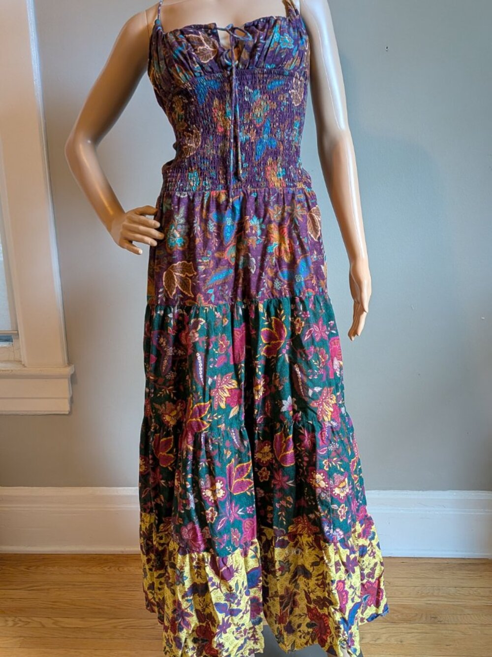Anthropologie Josephine Dark Floral Maxi Dress Summer Sundress Strappy Size XL - Picture 2 of 14